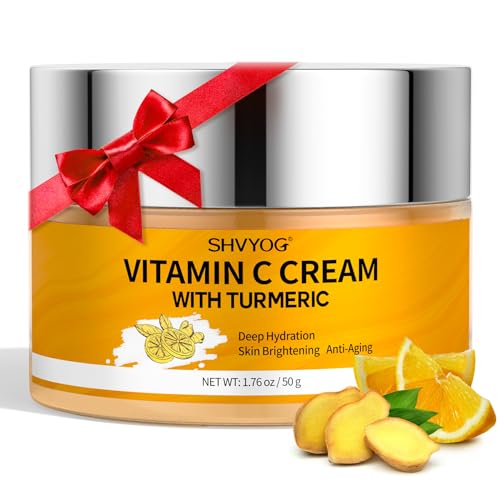 Vitamin C Face Moisturizer, Turmeric Vitamin C Face Cream, Anti-aging Hydration Skin Firming & Brightening Cream for Dark Spots, Wrinkles, Uneven Skin Tone, Vitamin C Lotion for Instant Glow, 1.76 OZ
