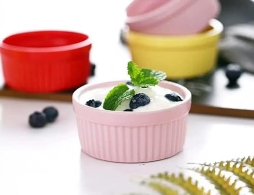 Kit 2 Ramekin Cerâmica Colorido 50ml Molheira Potinho