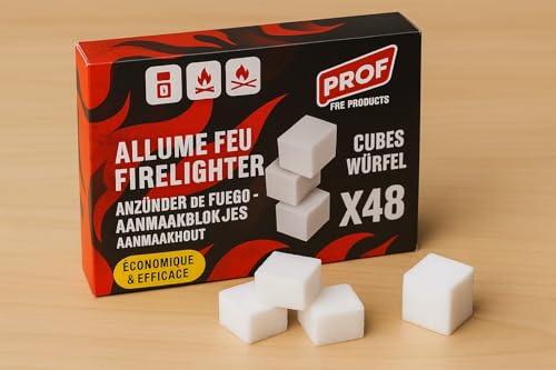 Cubetti Accendifuoco, 48 Pezzi, Accensione Rapida ed Efficace, per Camini e Barbecue