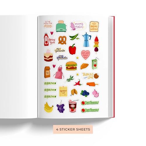 Image of 7mm Recipe Journal | Spoonfuls of Love | Make your own Recipe and Cook Book | Kitchen Essential | A5 Size | 4 Sticker sheets | Hardbound and Laminated |14.8 X 21 cms | Pink