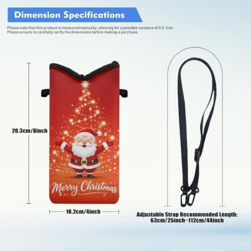 Image of Crossbody Phone Bag Purse Waterproof Phone Carry Pouch Christmas Tree Cellphone Case for Christmas Holiday Party, 8 x 4 inch, Santa Claus Merry Christmas Print Red