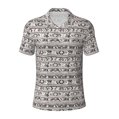 Polo gris homme respirant à manches courtes et motif tribal pour le travail
