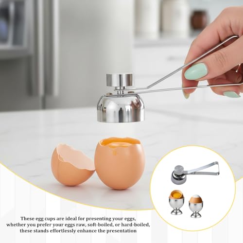 5-Piece Set Egg Cups (4 Pcs & 1 Egg Opener), Elegant Boiled Egg Holder for Breakfast and Brunch, Stackable Egg Cup Set for Home Cooks, Durable and Easy to Clean - Image 5