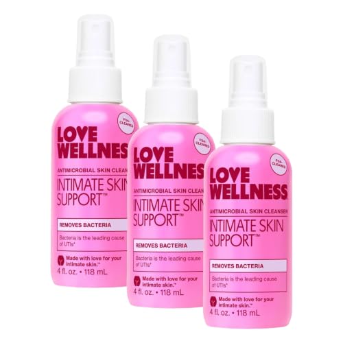 Image of Love Wellness Intimate Skin Support I FDA-Cleared Cleanser Spray I Removes Buildup & Soothes Irritated Skin, Hypochlorous Acid Formula, pH Balanced & Fragrance Free, 4 fl oz (Pack of 3)