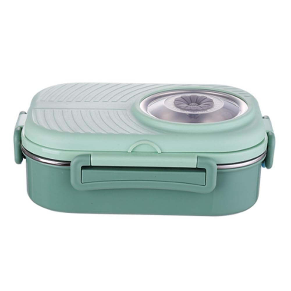 Geniusaur Stainless Steel Lunch Box for Adults and Kids I Leak Proof I 1000ml Bento Box for School, Work I 3 Compartments I Food Storage, Meal Prep, Microwave & Dishwasher Safe (Matcha Green)
