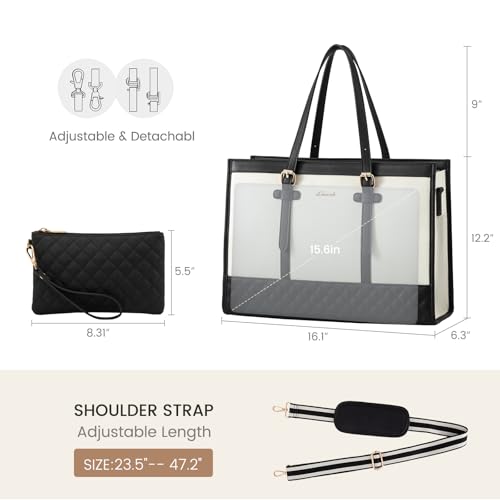LOVEVOOK Laptop Bag for Women 15.6 inch Canvas Laptop Tote Bag, Large Capacity Work Bag with Clutch Purse, Computer Bag Office Business Briefcase, Casual Handbag for Travel College Teacher School by LOVEVOOK - Image 4
