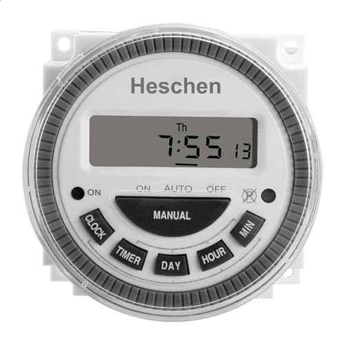 Heschen CN304 – Digitale Zeitschaltuhr mit LCD-Display, ganze Woche programmierbar, AC 200-250 V, 16 A, 5-polig