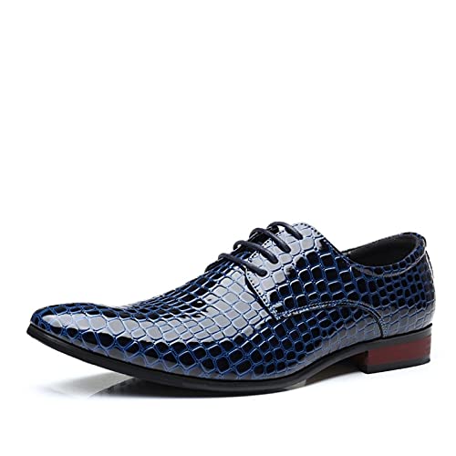 Single Season Oxford Shoes for Men Lace Up Derby Shoes Alligator Print PU Leather Non Slip Resistant Block Heel Classic Very Popular Among Young People