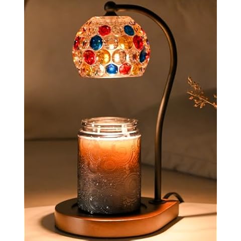 Cawalap Candle Warmer Lamp, Electric Candle Warmer, Gifts for Mom, Bedroom Home Decor Dimmable with 2 Bulbs Compatible with Jar Candles Lamps Round Cover
