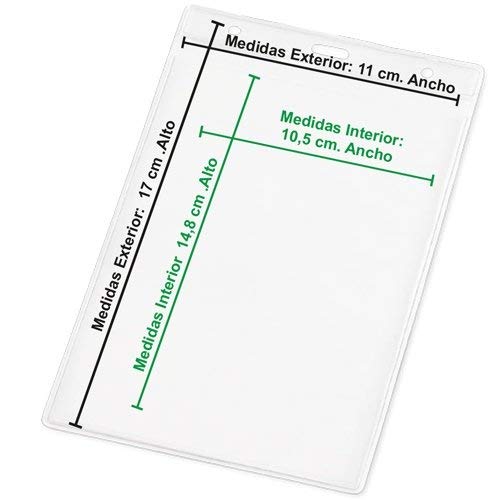 Siglo XXI - Lot de 50 pochettes A6 transparentes pour accréditation ou badge - 11 x 17 cm