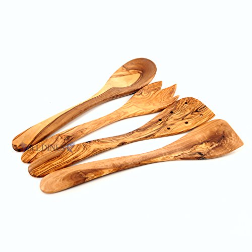 Handmade Olive Wood Set of 4 Wooden Kitchen Tool/Utensils