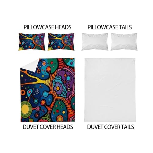 Ensemble de couette abstract cells impression 3D double 3 pièces - 4