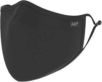 AIR+ Reusable Face Mask, Multi-Layer, Washable, Breathable, for Men & Women, Anti-fog for Glasses, Adjustable Ear Loops