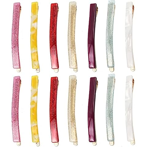 MIAO JIN 14 Pcs Pure color Hair Clips Bobby pins Acetate Barrettes Hair Accessories Fashion Geometric Bobby Hair Clips (7 Design) Cover