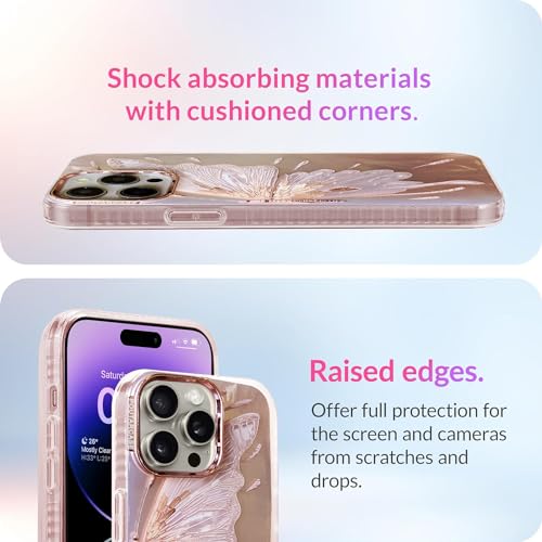 Image of DIZORO iPhone 15 Pro Max Case,Compatible with MagSafe, Non Yellow Military-Grade Drop Protection & Hard PC Back Cover Slim Transparent Anti-Scratch Shockproof Phone Case (Rose Gold)