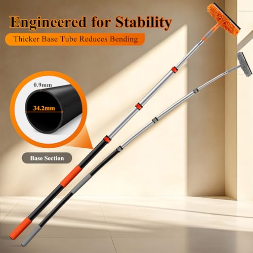 Image of 20ft High Reach Window Squeegee with 12ft Heavy-Duty Extension Pole | 2-in-1 Telescopic Window Washer & Squeegee, Washable Streak-Free Window Cleaning Kit for Indoor /Outdoor High Rise Windows
