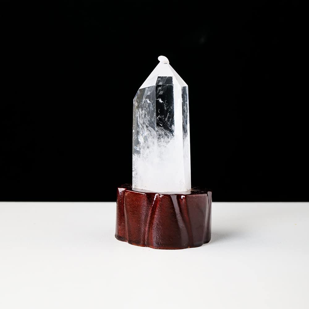 Columna de Cristal de Punto de Cuarzo Transparente con Base de Madera Torre de Cristal Decoración de Piedra for el hogar decoración de la habitación