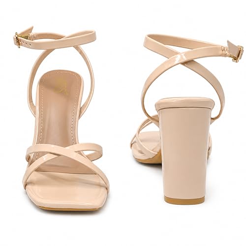 Image of WFS Women 3.5 Inch Elegant Block Heel Sandals for Women with Ankle Strap
