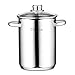 Velaze Olla para Espárragos, Olla para Verduras de Acero Inoxidable Pulido con Cesta de Filtar y Tapa de Vidrio(4L)