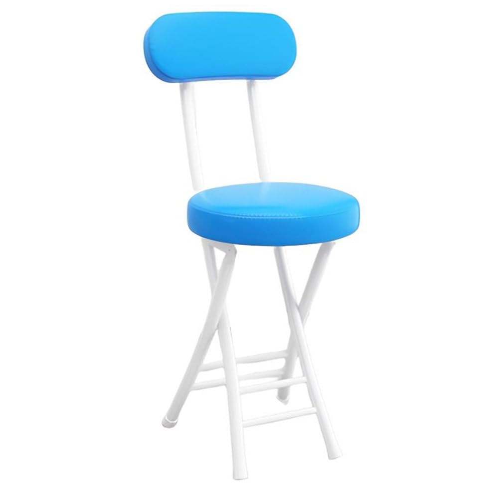 Portable Folding Bar Stool with Comfortable Cushioned Seat Lightweight 18.5in Collapsible Chair for Kitchen Breakfast Picnic and Garden Parties Blue