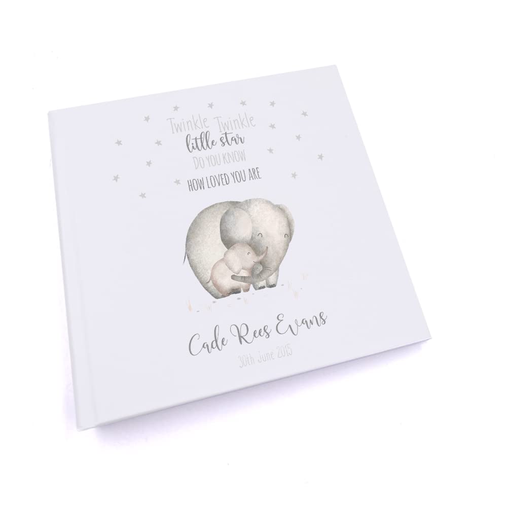 Ukgiftstoreonline White Personalised Cute Baby Twinkle Twinkle Little Star Elephant Photo Album