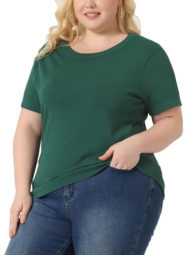 Image of Agnes Orinda Plus Size Women's Pullover Sweaters Soft Tops, Short Sleeves