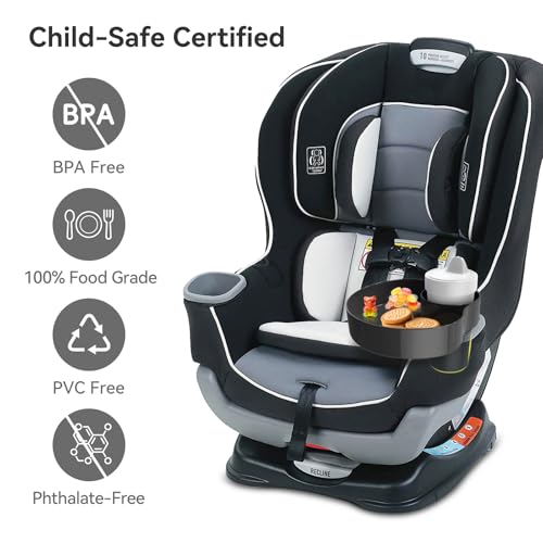 Image of Car Seat Cup Holder Snack Tray Black, Toddler Travel & Road Trip Essentials Accessory for Mess-Free Snacking in the Car,Travel Tray for Kids Car Seat