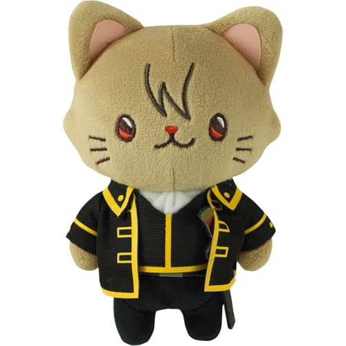 LUNK Okita Sougo Pillow Cute Anime Okita Sougo Cat Figure with Eye Mask 15cm Soft Cartoon Pillow Sofa Bedroom Decoration Bag Charm