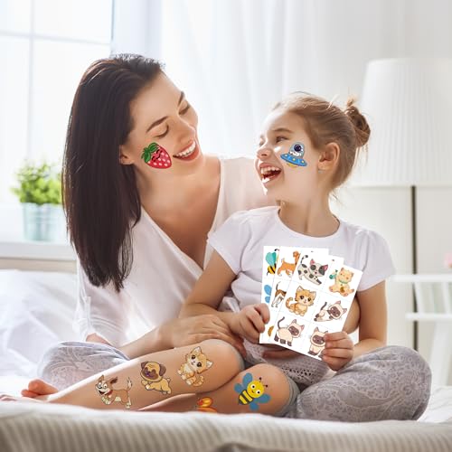 MDDRUIQI Temporary Tattoo Kids - Fake Tattoos for Kids - Party Favors for Kids 8-12,Christmas Crafts Gifts for 4-10 Girls Boys Birthday,Cute Cool Stuff Kit,Stocking Stuffers for Kids,60 Styles