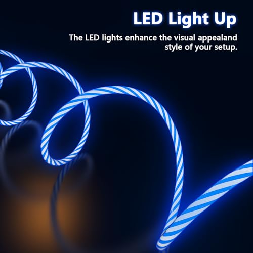Cable luminoso de carga para evitar enredos compatible con iPhone 12 11 Pro Max y tabletas azul 5