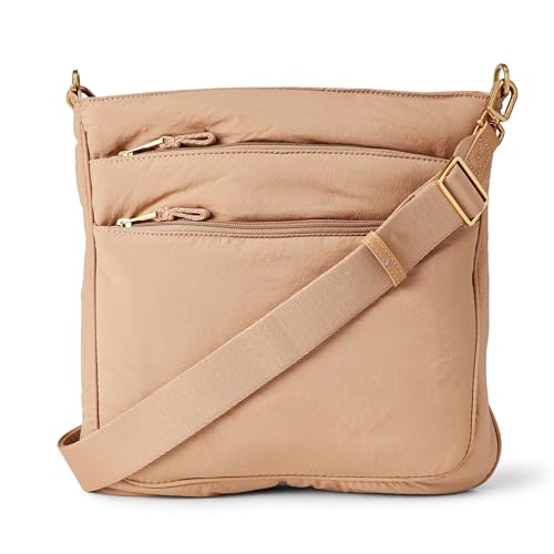 Amazon Essentials Women's Slim Nylon Crossbody Bag, Taupe, One Size by Amazon Essentials - Used condition - US$22.26