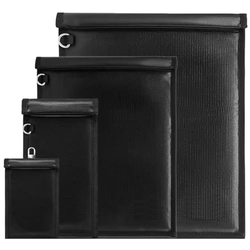 FOVNOT 4er-Pack Faraday Tasche, Faraday Tasche Für Auto Schlüssel Feuerfest Wasserdicht RFID Faraday Beutel Auto Schlüssel Tasche Faraday Käfig Signal Blockierung Tasche Für Dokumentieren & Tablets