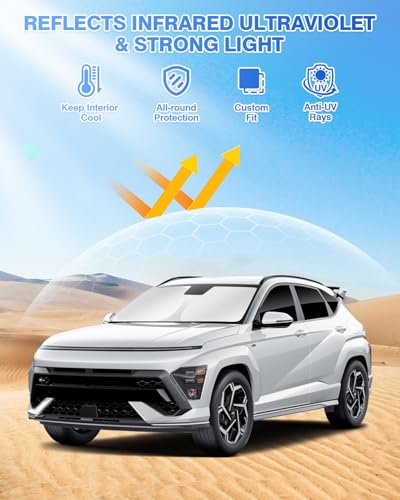 Image of Canvcle Sunshades for Hyundai Kona 2024 2025 2026 Accessories Windshield Sun Shade Side Rear Window Shade Cover Sun Visor Shield Privacy Protection Keep Vehicle Cool Black 8PCS