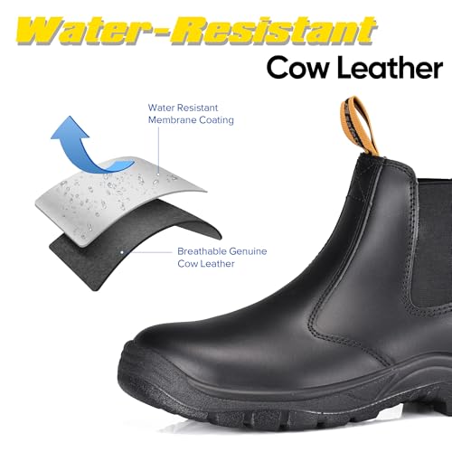 SAFETOE Sicherheitsstiefel Arbeitsschuhe mit Stahlkappe M8025 (S3 klassischer Artikel) von Anti-Punktion und wasserdichte, Schwarz, 44 EU