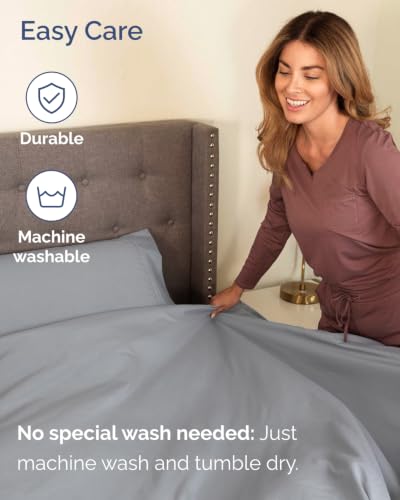 Image of Extra Deep Flex Top Split Head King Sheet Set - 6 Piece Breathable and Cooling Sheets - Hotel Luxury Bedding for Women, Men, Kids & Teens - Easy Secure Fit - Extra Deep Pockets - Steel Blue