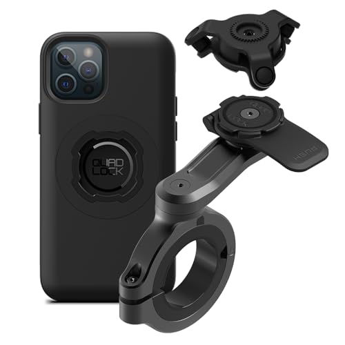 Image of Quad Lock Motorcycle Handlebar Phone Mount PRO - Large with Vibration Dampener and MAG Phone Case for iPhone 12 /12 Pro