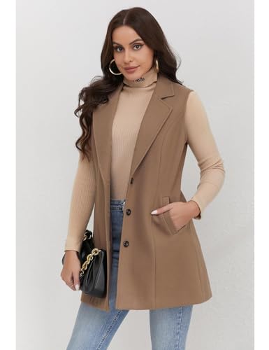 Image of IDEALSANXUN Plaid Vest for Women Fall Winter Sleeveless Blazer Jackets