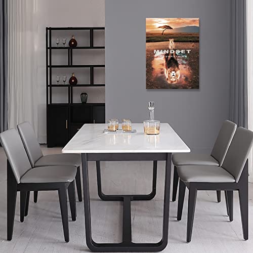 Kawahone Motivational Mindset Cat Lion King Wall Art Gold, Success Mindset Is Everything Quotes Poster Positive Affirmation Wall Decor Inspirational Canvas Painting Wall Hanging Picture For Home Office Workplace #TOP5