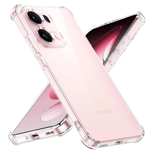 Image of Fashionury 3D Raised Transparent Crystal Clear Back Cover for Oppo Reno 13 Pro | Shockproof Design | Anti-Slip Grip | Camera Protection | 360 Degree Protection Mobile Case