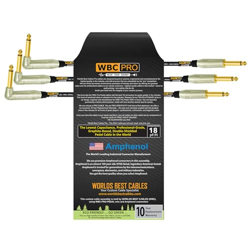 Câble de patch guitare basse WBC-PRO double blindage 15.2 cm fiche Amphenol TS