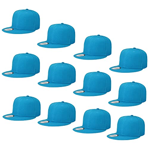 Image of Falari Wholesale 12 Pack Snapback Hat Cap Hip Hop Style Flat Bill Blank Solid Color Adjustable Size