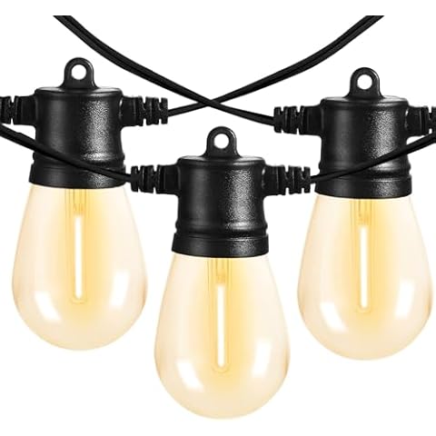 Banord 51FT Outdoor String Lights, Waterproof Patio Lights with 18 Shatterproof LED Bulb Hanging Light String, Black String Light Outdoor for Backyard, Garden, Porch, Cafe, Deck, Wedding, Party Cover