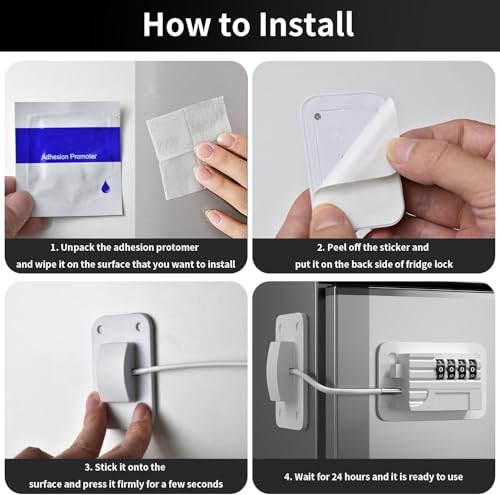 Image of Refrigerator Fridge Freezer Door Lock with Password, Child Proof Door Lock for Kitchen Refrigerator, Cabinets and Drawers, Closets, Windows, Doors-No Tools Need or Drill (White Color)