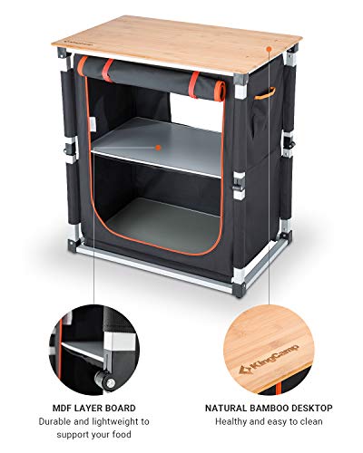 Kingcamp Outdoor Cooking Table Portable Grill Table, Camping Kitchen Cook Station With 2-Tier Storage Organizer, Windshield And Carry Bag For Bbq, Camping, Picnic, Backyard #TOP5