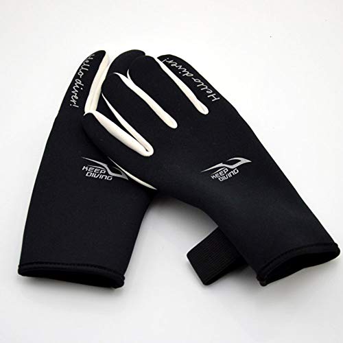 coromose 2mm Diving Gloves Adult Printing Swimming Snorkeling Gloves Warm Non-Slip Underwater Swim Equipment Black L