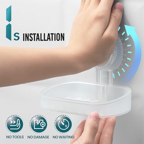 Image of TAILI Soap Holder, Soap Dish for Shower Suction Cup, Bar Soap Holder, Clear | Removable Soap Holder Shower, Soap Tray for Shower Wall, No drill Sponge Holder, Bathroom & Kitchen, Bath Accessories