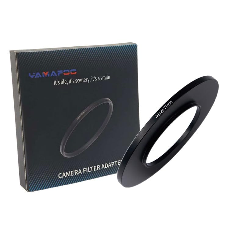 YAMAFOO 46mm to 77mm Step-Up Ring/Step Down Rings Filter Adapter for All Brands UV ND CPL Metal Ring Step-Up Rings Adapter Filter,Black (46-77)