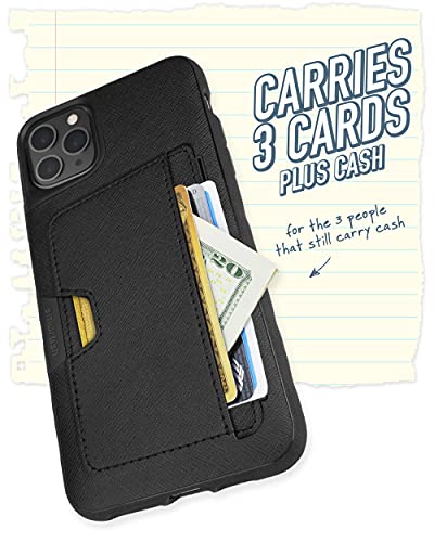Image of Smartish iPhone 11 Pro Max Wallet Case - Wallet Slayer Vol. 2 [Slim Protective Kickstand] Credit Card Holder (Silk) - Black Tie Affair