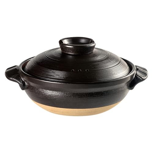 Eleeonora Cazuela De CeráMica Japonesa,Cazuela Tradicional Japonesa De Arcilla Donabe,Olla De Barro Japonesa con Tapas,No Propenso A Agrietarse,Apto para Sopas Y Guisos