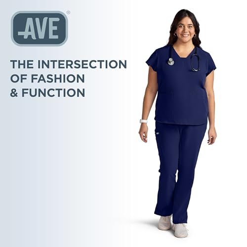 Image of AVE. Varick Women's Scrub Pants, Elastic Waistband, 4-Way Stretch Fabric, Wrinkle- and Fade-Resistant, Machine Washable Scrubs, For Nurses & Medical Professionals, (L Petite, Navy)